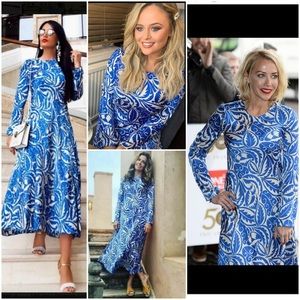 NWT Long sleeve print midi dress